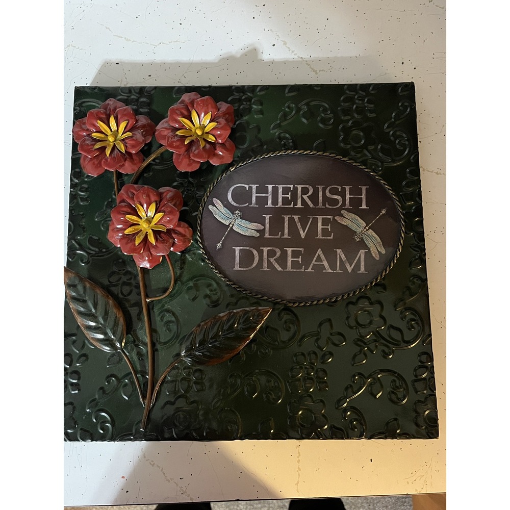 Set of 2 Tin 3D Cherish, Live, Dream Sign Dance Love Sing Sign Wall Hanging